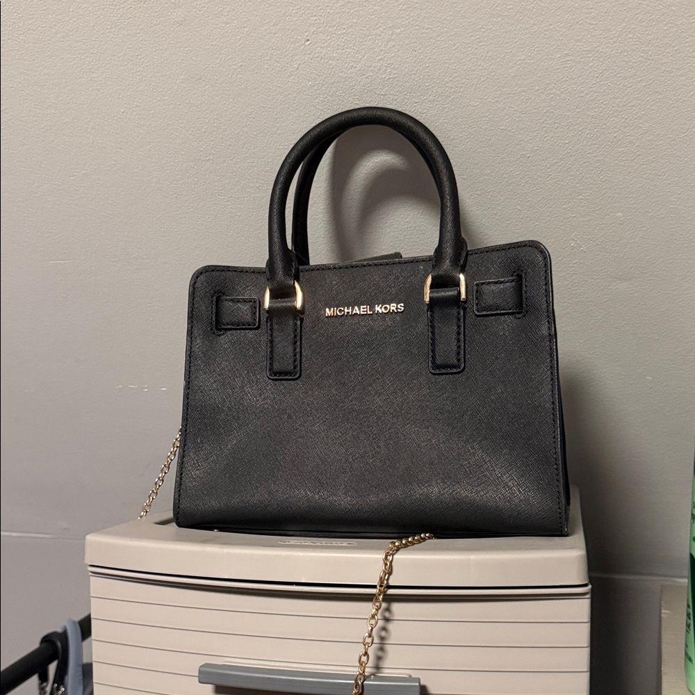 Michael Kors Black Satchel with Gold Accents
